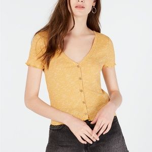 Crave Fame Juniors' Lettuce-Edge Crop Top